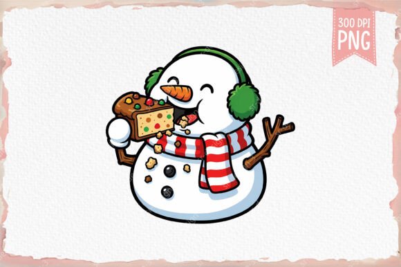 Download Funny Snowman Eating Fruitcake PNG - Fruitcake Collection