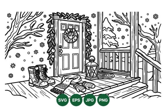 Download Winter Porch Christmas Door Svg - Christmas door svg Collection