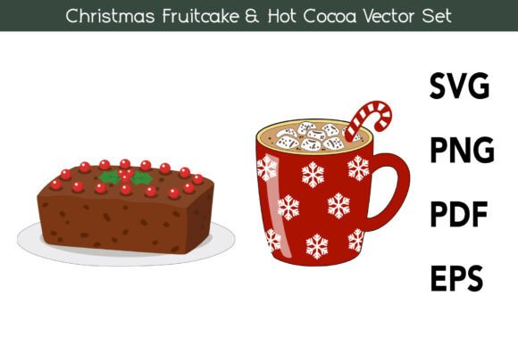 Download Christmas Fruitcake &amp; Hot Cocoa Vector - Fruitcake Collection