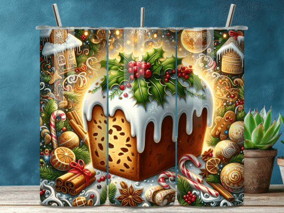 Download Christmas Fruitcake Holly Tumbler Wrap - Fruitcake Collection