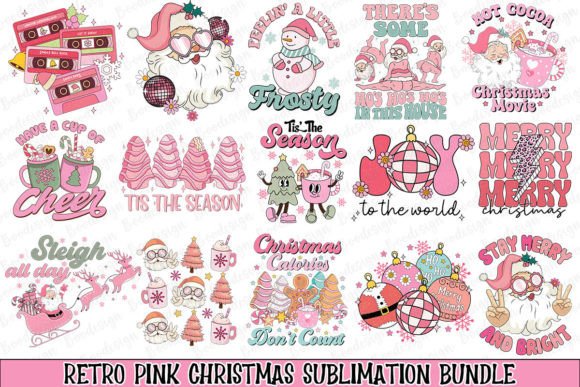 Download Pink Retro Christmas Sublimation Bundle - Christmas sublimation bundle Collection